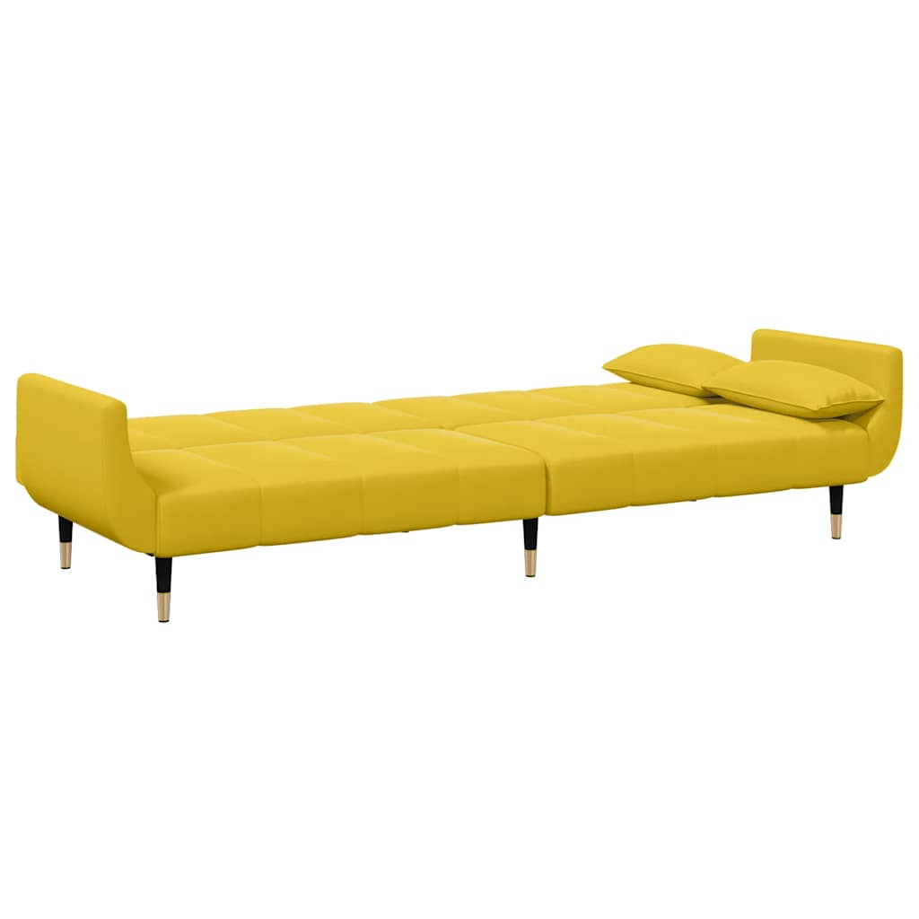 Schlafsofa 2-Sitzer mit Fußhocker Gelb Samt