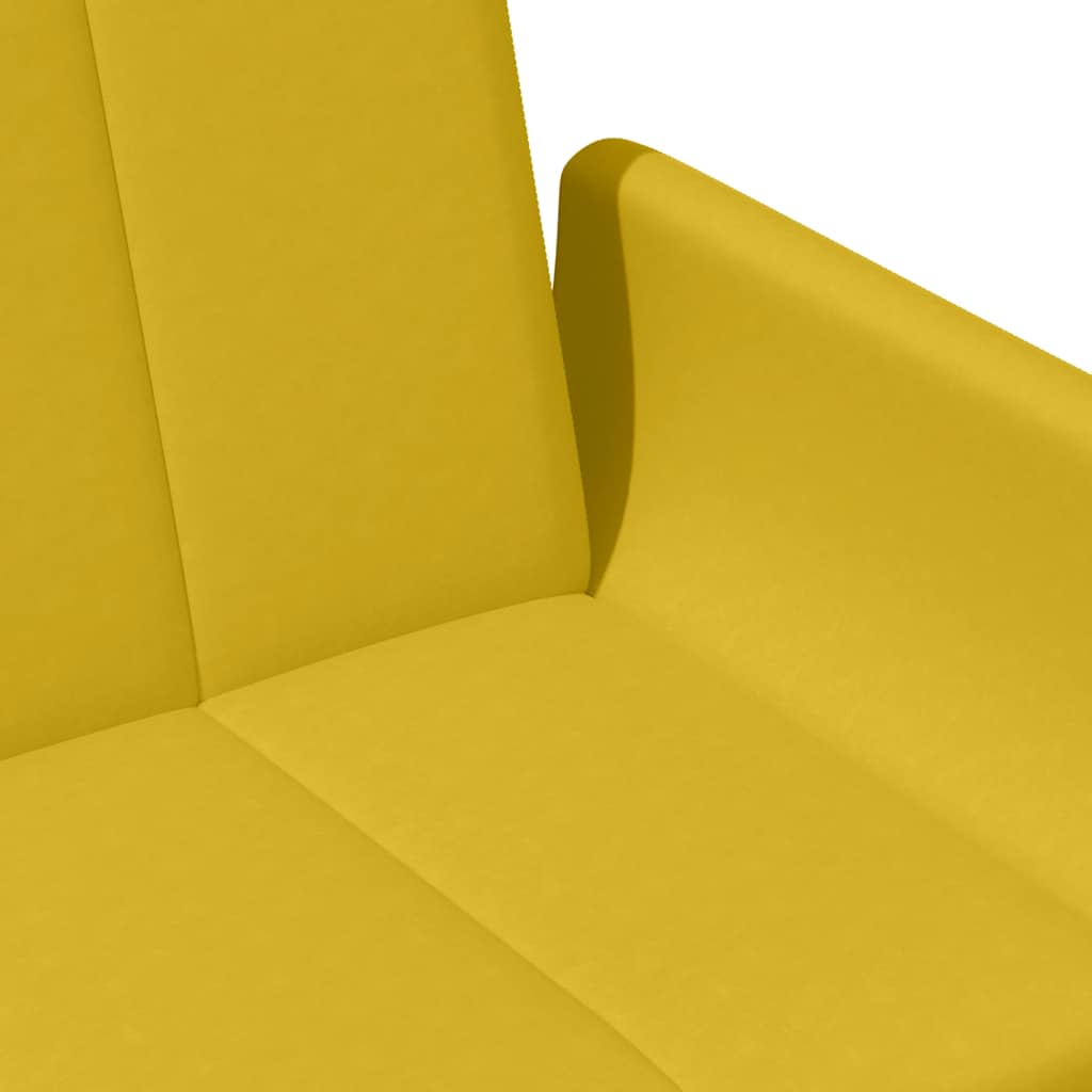 Schlafsofa 2-Sitzer mit Fußhocker Gelb Samt