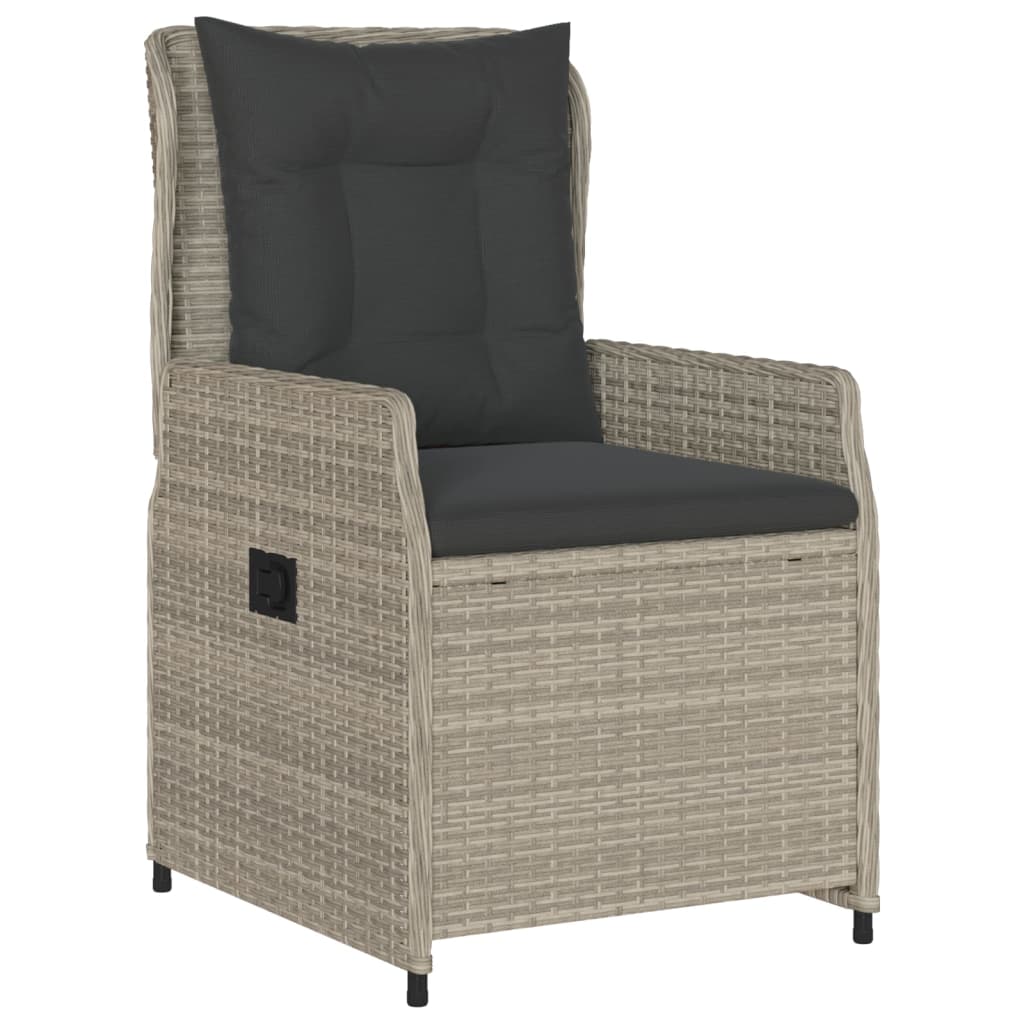 5-tlg. Garten-Essgruppe mit Kissen Hellgrau Poly Rattan