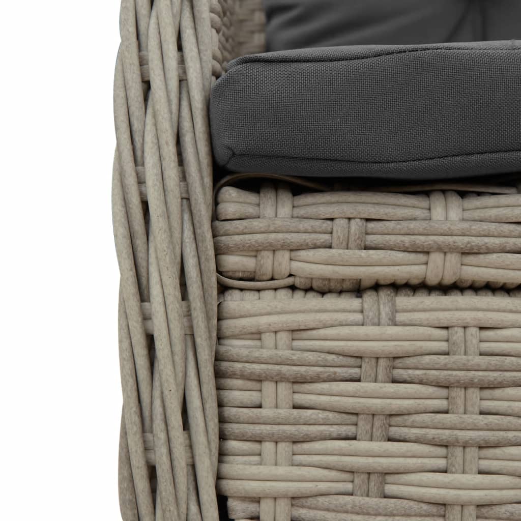 5-tlg. Garten-Essgruppe mit Kissen Hellgrau Poly Rattan