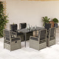 7-tlg. Garten-Essgruppe mit Kissen Hellgrau Poly Rattan