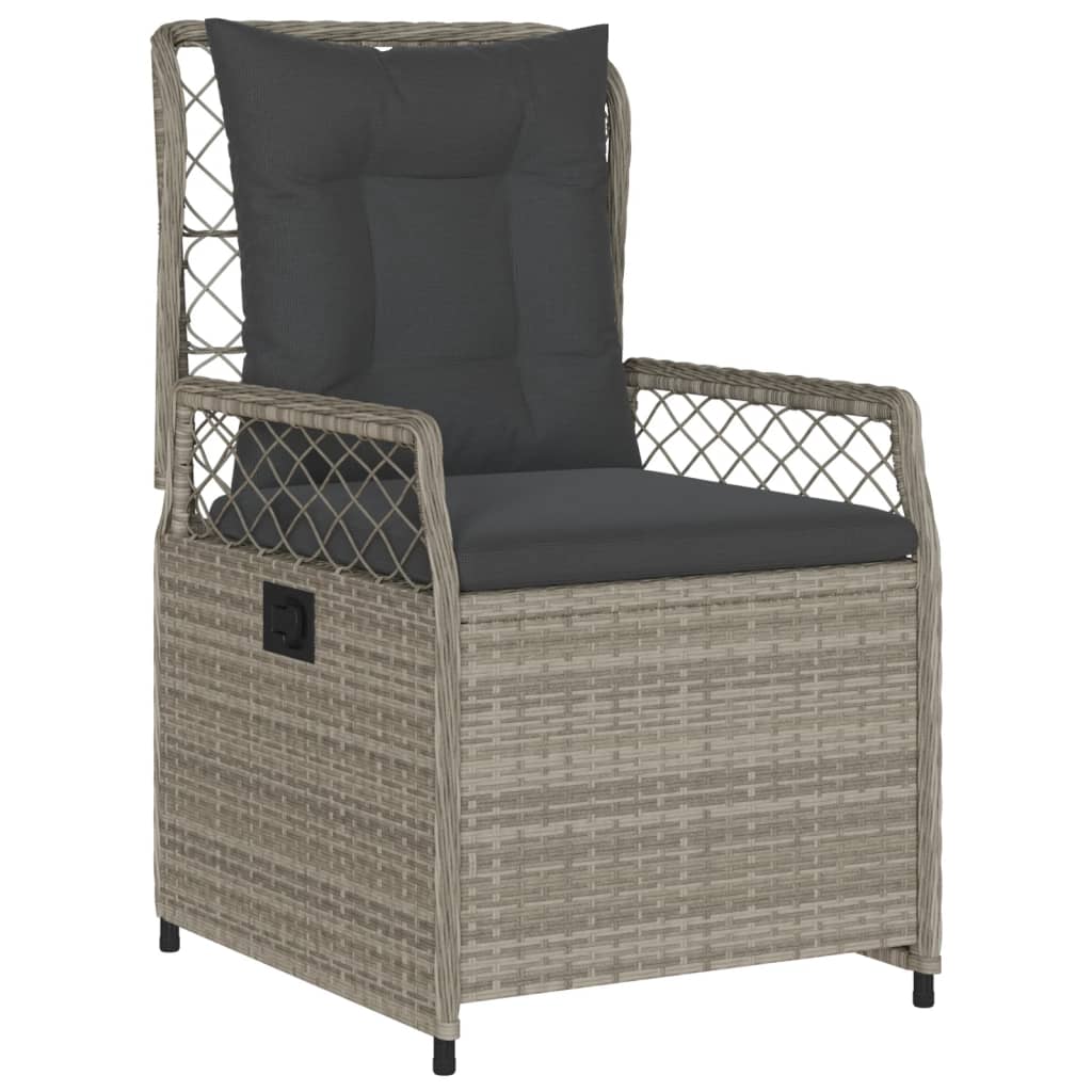3-tlg. Garten-Essgruppe mit Kissen Hellgrau Poly Rattan