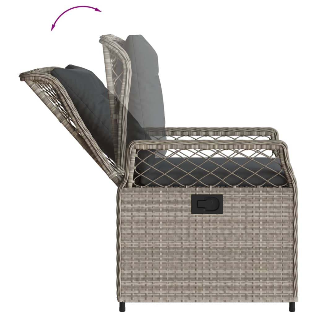 5-tlg. Garten-Essgruppe mit Kissen Hellgrau Poly Rattan