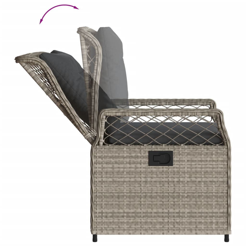 5-tlg. Garten-Essgruppe mit Kissen Hellgrau Poly Rattan