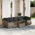 8-tlg. Garten-Sofagarnitur mit Kissen Grau Poly Rattan