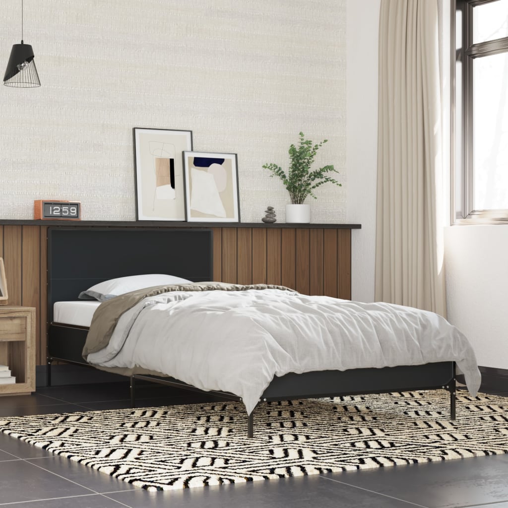 Bettgestell Schwarz 75x190 cm Holzwerkstoff und Metall
