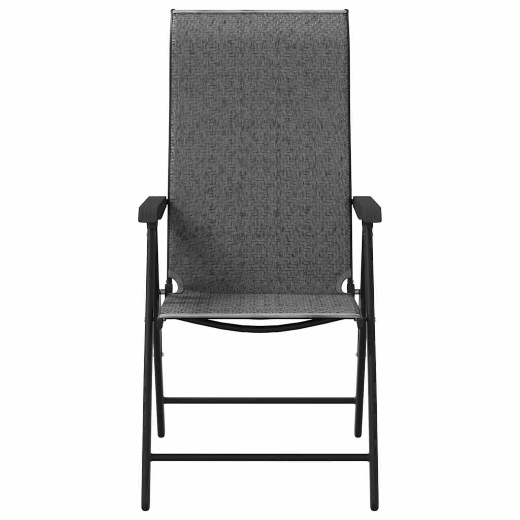 Gartenstühle 4 Stk. Klappbar Grau Poly Rattan