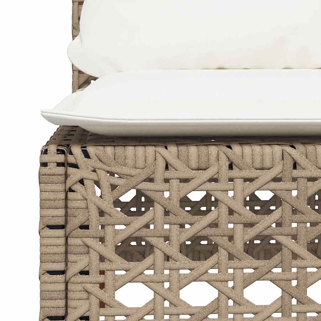 5-tlg. Garten-Sofagarnitur mit Kissen Beige Poly Rattan