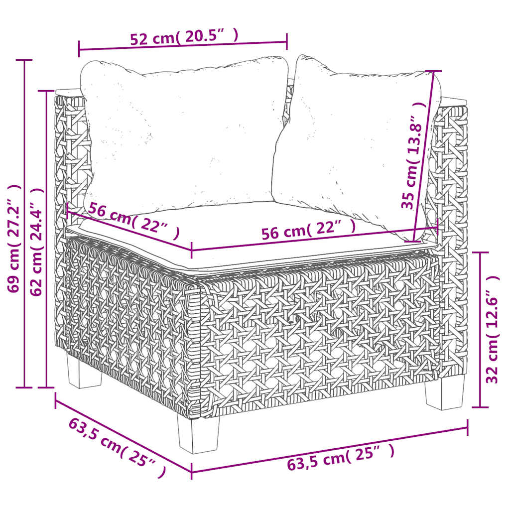 7-tlg. Garten-Sofagarnitur mit Kissen Beige Poly Rattan