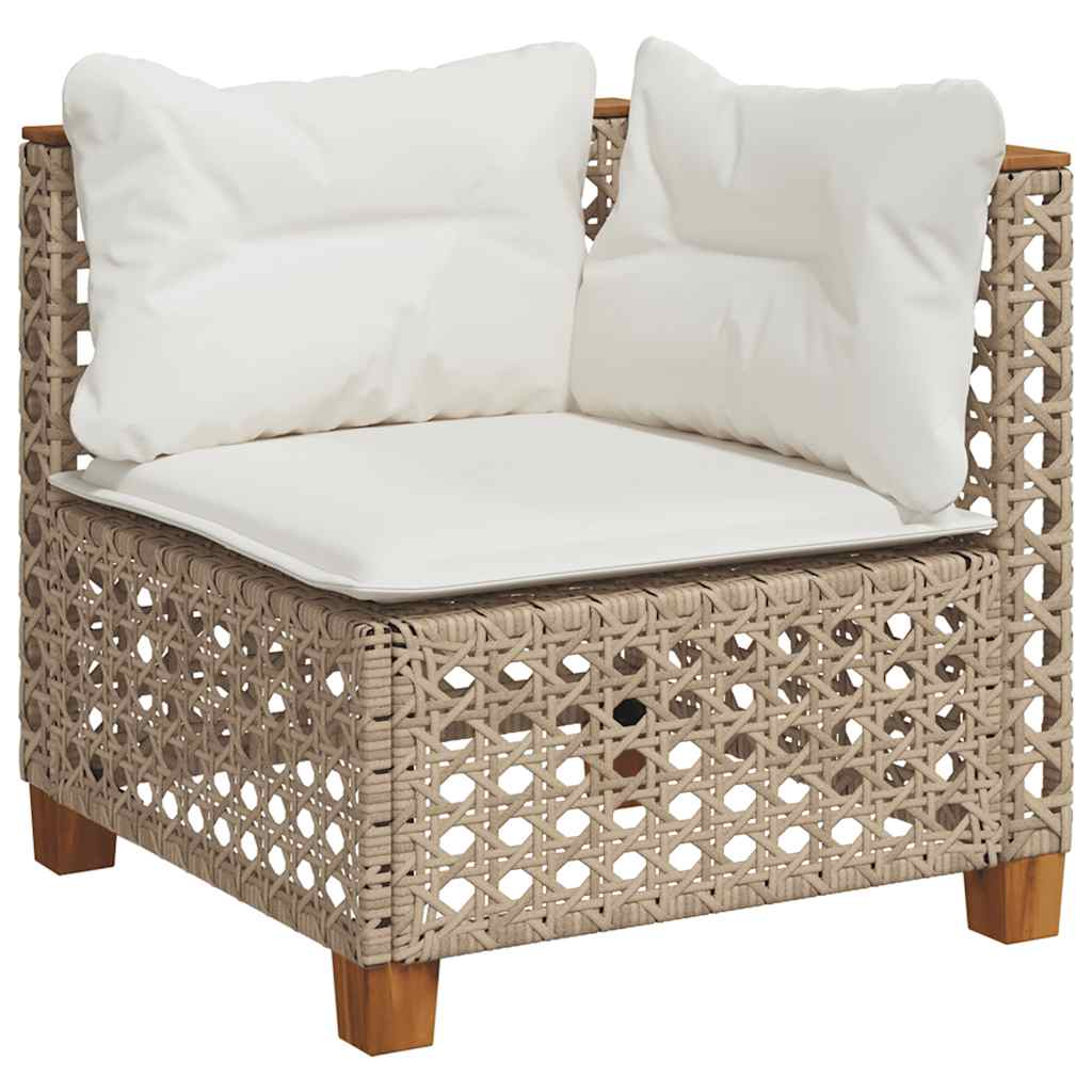 7-tlg. Garten-Sofagarnitur mit Kissen Beige Poly Rattan