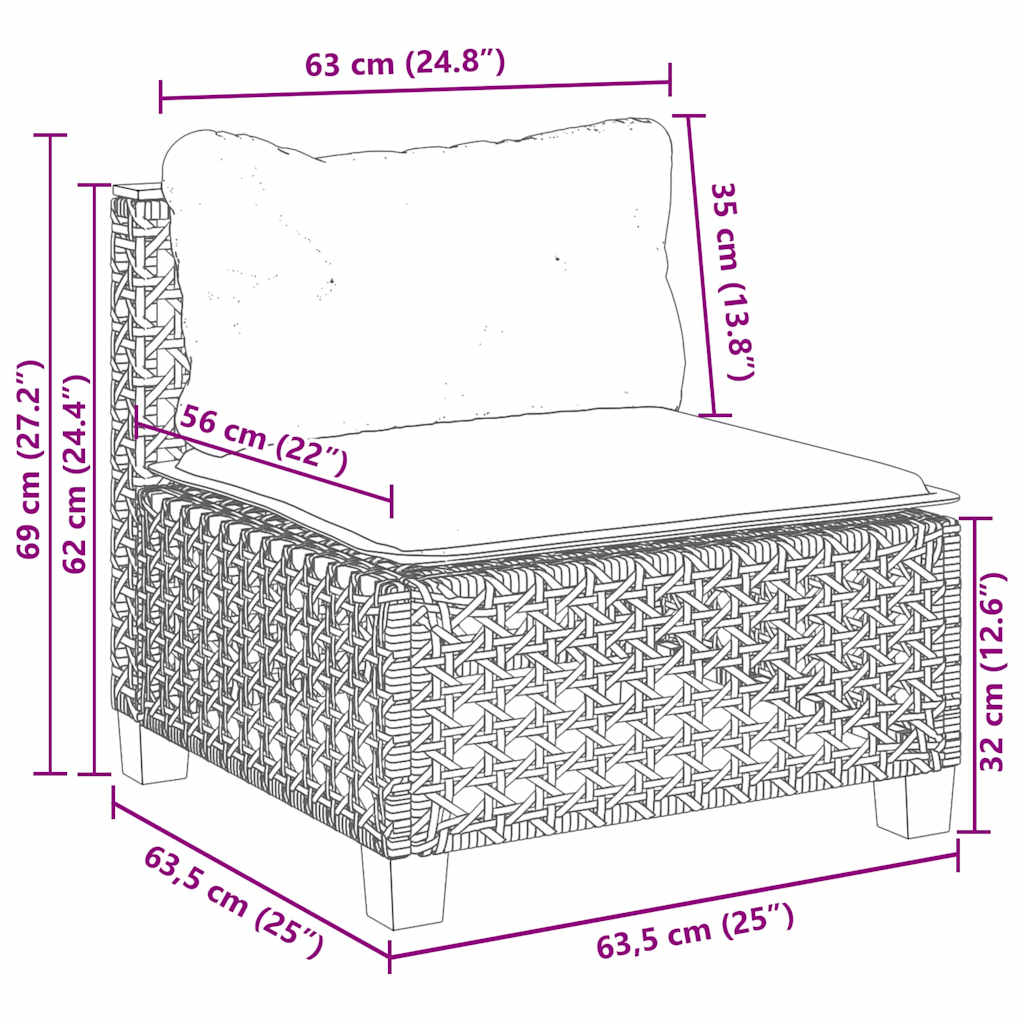8-tlg. Garten-Sofagarnitur mit Kissen Beige Poly Rattan