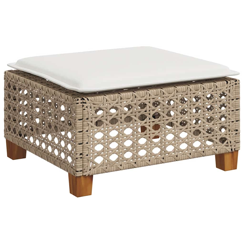 6-tlg. Garten-Sofagarnitur mit Kissen Beige Poly Rattan