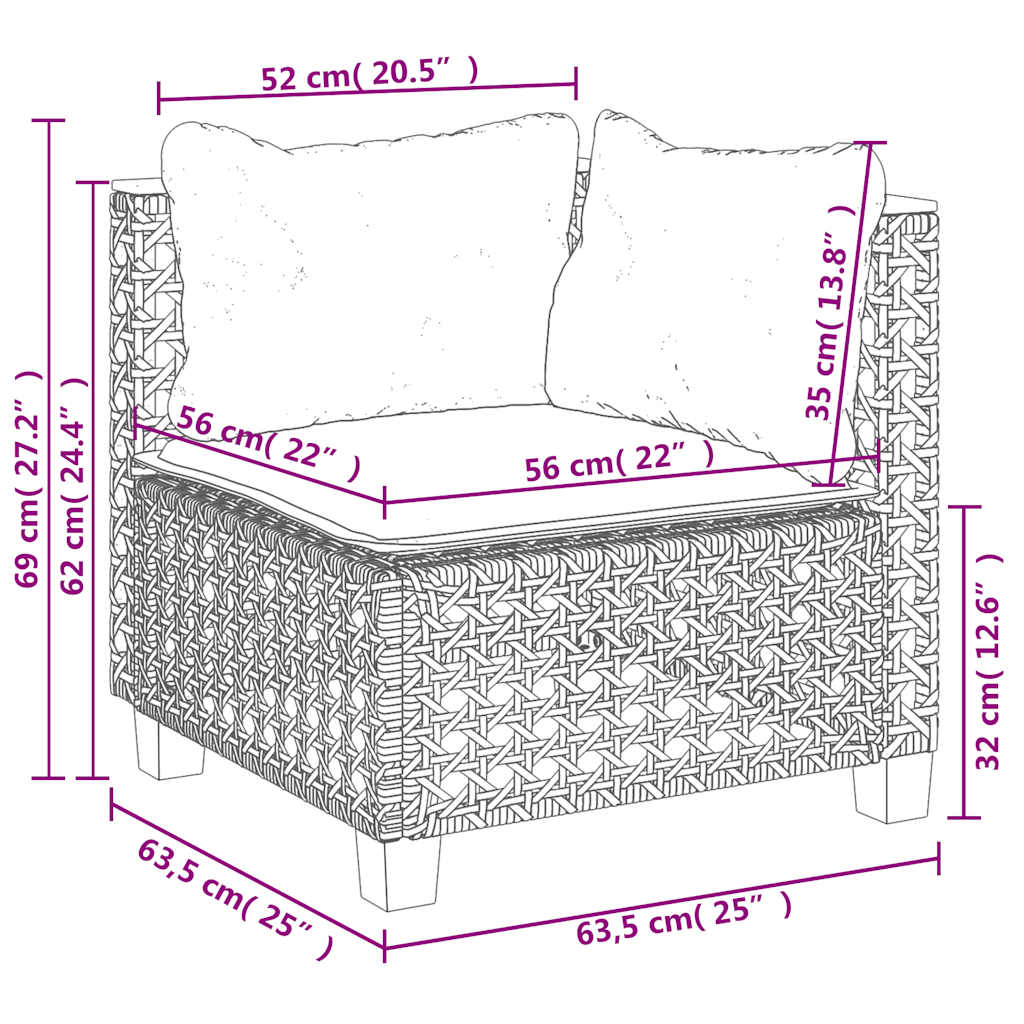 11-tlg. Garten-Sofagarnitur mit Kissen Beige Poly Rattan