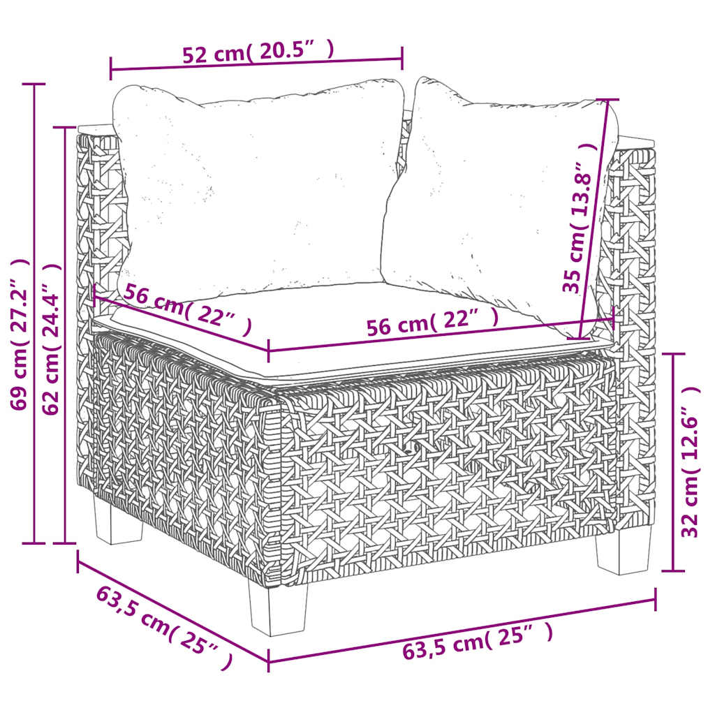 11-tlg. Garten-Sofagarnitur mit Kissen Beige Poly Rattan