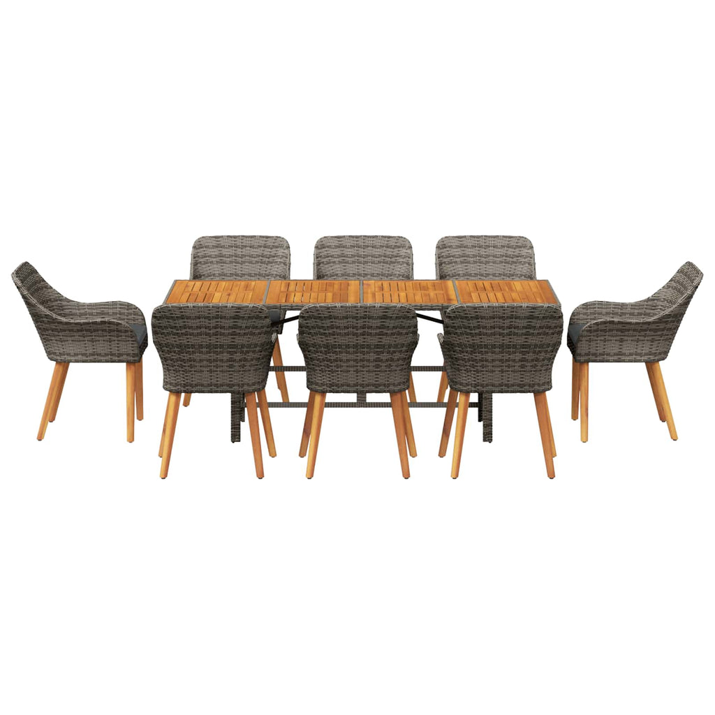 Garten Essgruppe mit Kissen 9 pcs Grau Poly-Rattan