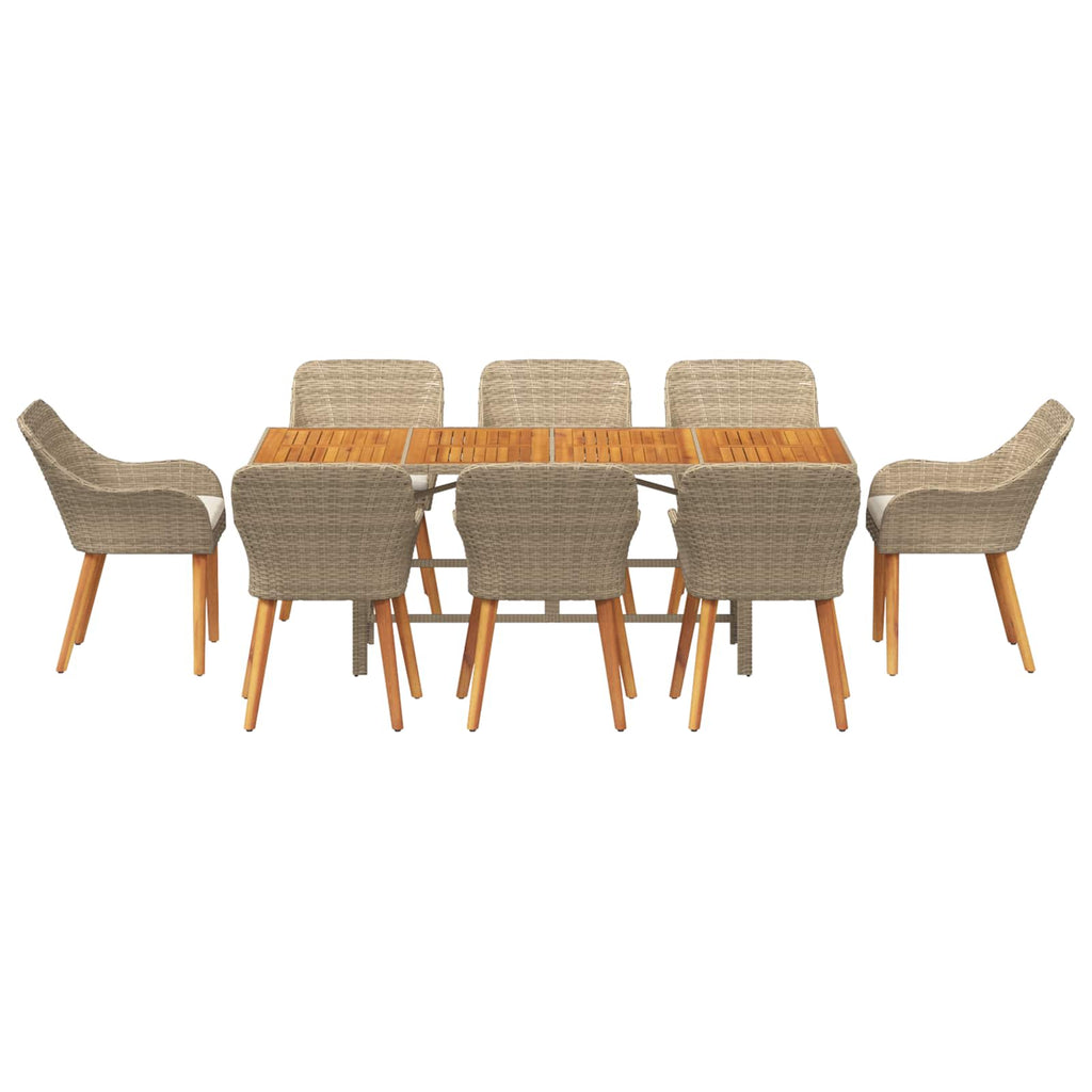 Garten Essgruppe mit Kissen 9 pcs Beige Poly-Rattan