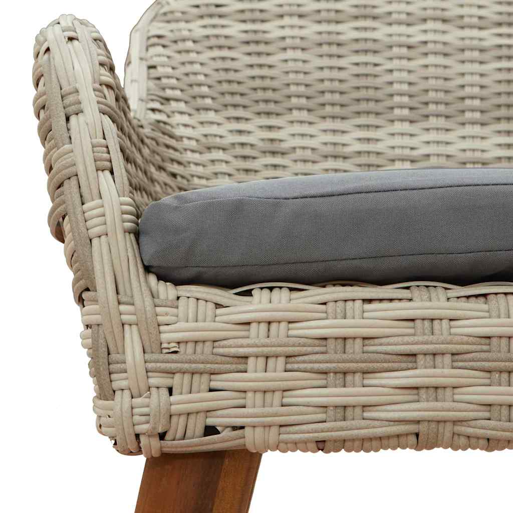 Garten Essgruppe 9 pcs Hellgrau Poly-Rattan