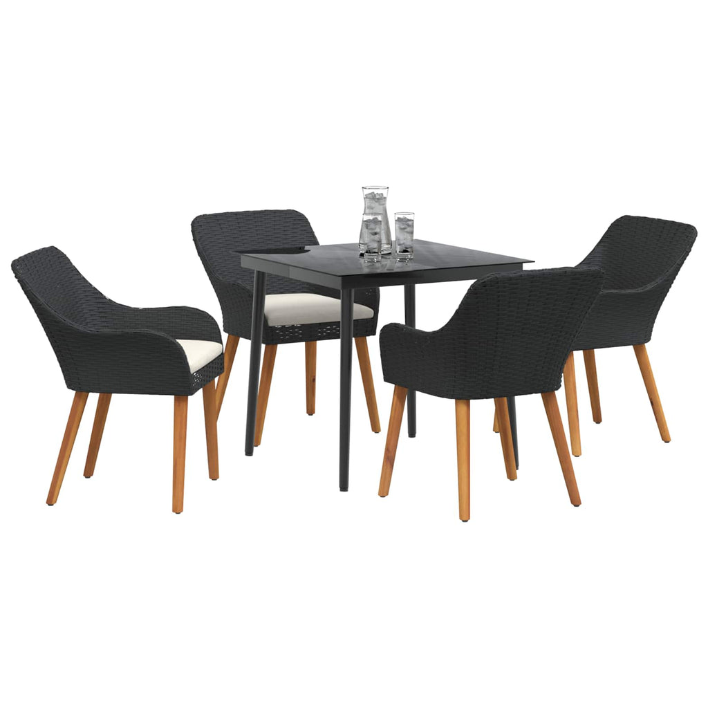 Garten Essgruppe mit Kissen 5 pcs Schwarz Poly-Rattan