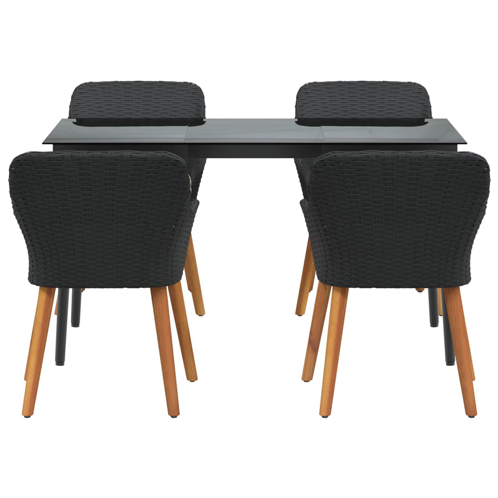 Garten Essgruppe mit Kissen 5 pcs Schwarz Poly-Rattan
