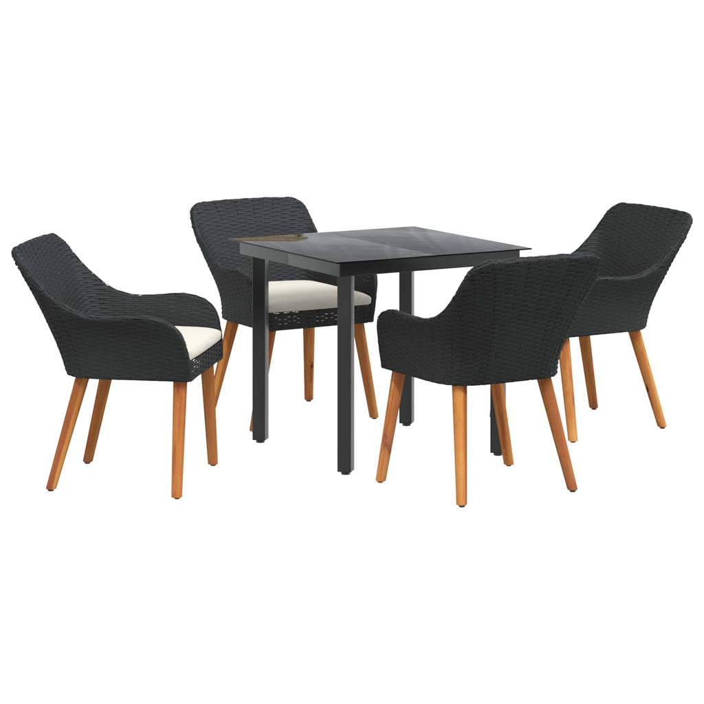 Garten Essgruppe mit Kissen 5 pcs Schwarz Poly-Rattan