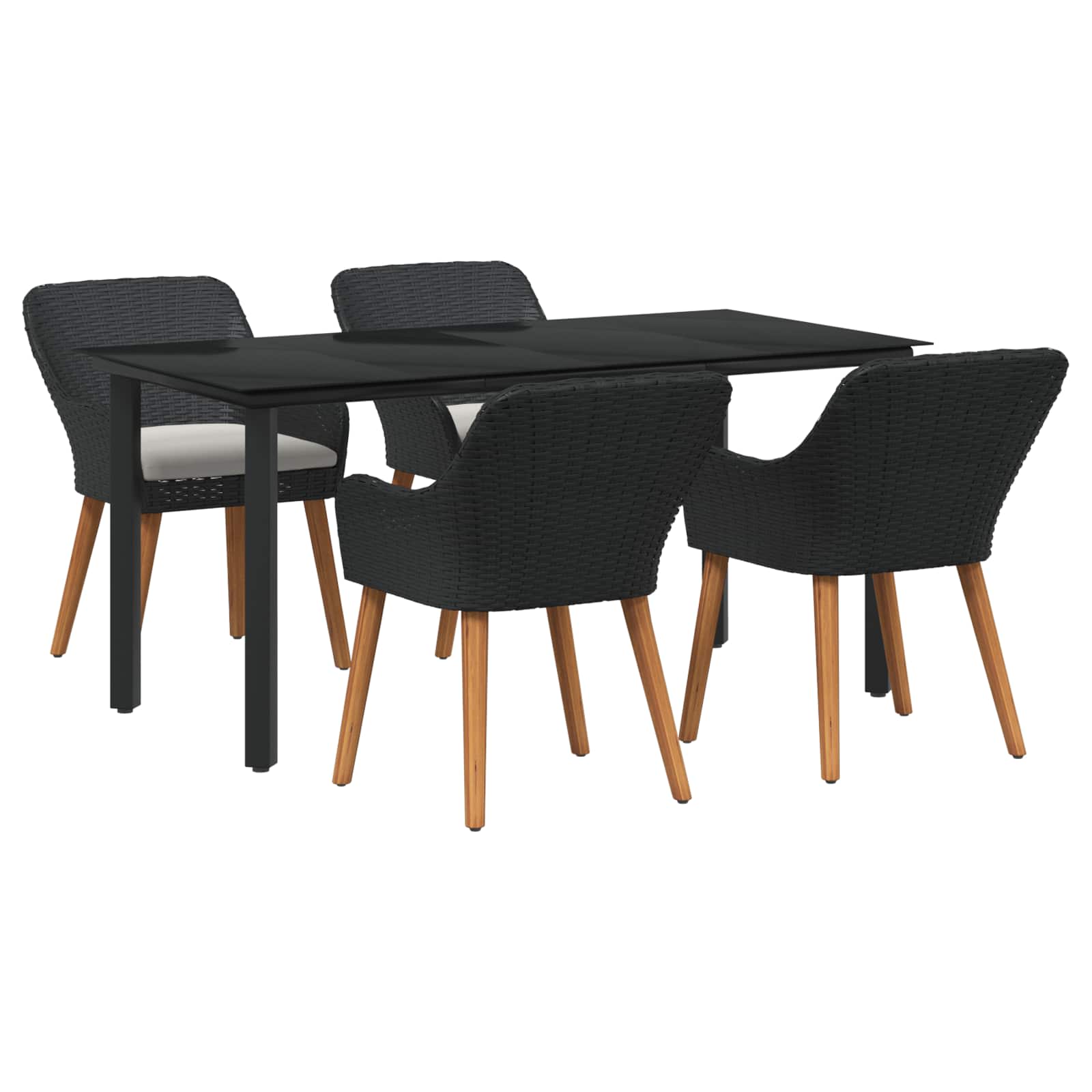 Garten Essgruppe mit Kissen 5 pcs Schwarz Poly-Rattan