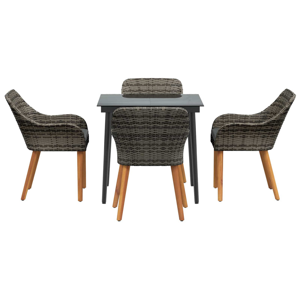 Garten Essgruppe mit Kissen 5 pcs Grau Poly-Rattan
