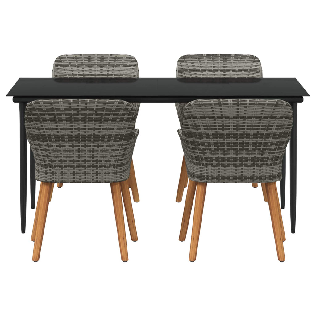 Garten Essgruppe mit Kissen 5 pcs Grau Poly-Rattan