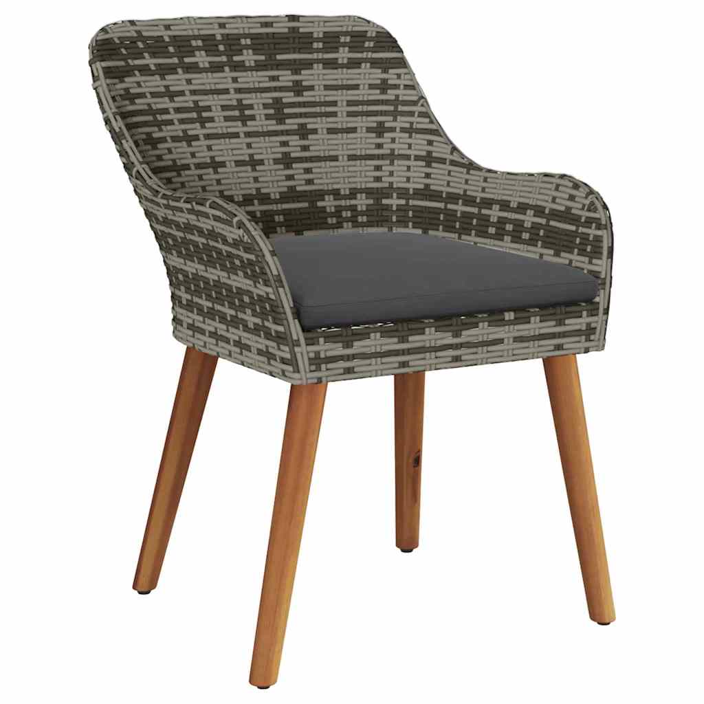 Garten Essgruppe mit Kissen 3 pcs Grau Poly-Rattan