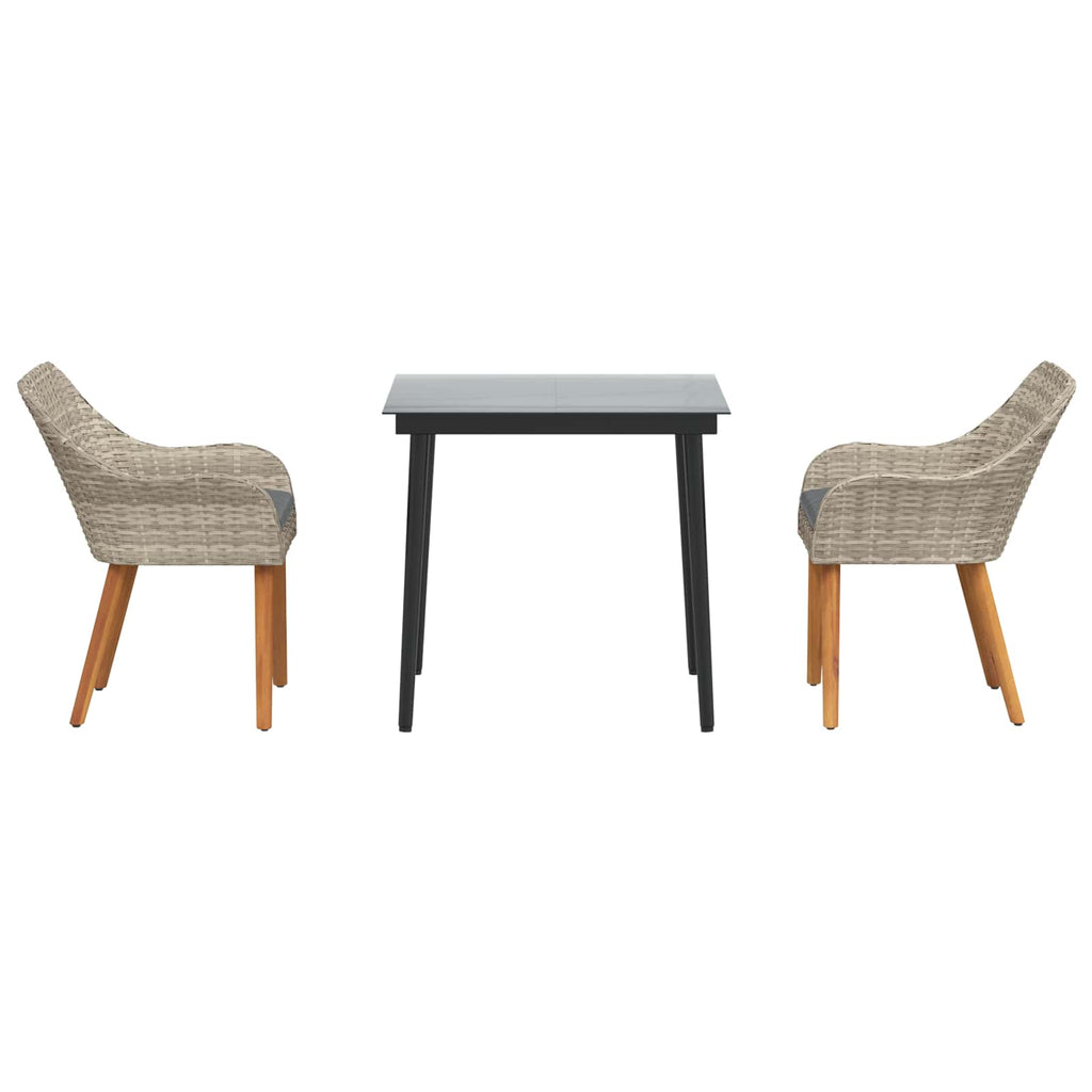 Garten Essgruppe mit Kissen 3 pcs Hellgrau Poly-Rattan