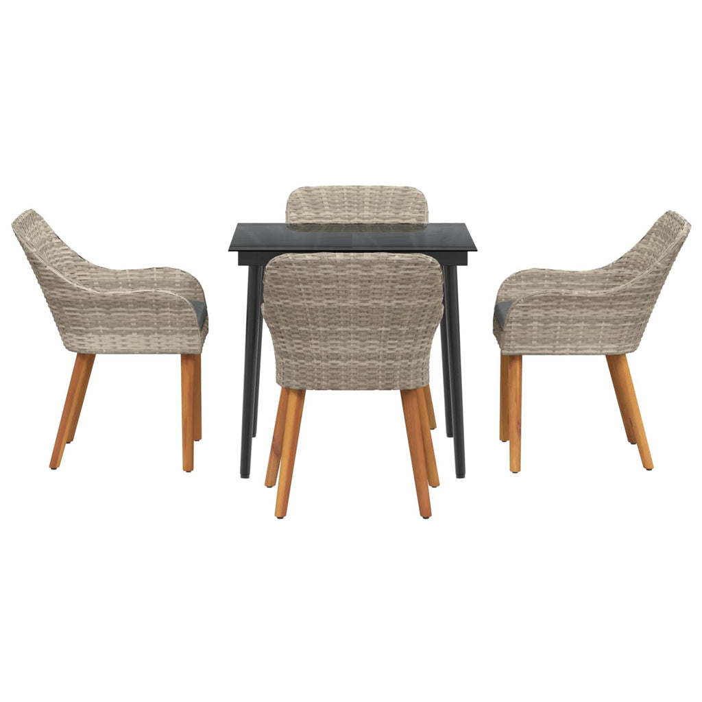 Garten Essgruppe mit Kissen 5 pcs Hellgrau Poly-Rattan