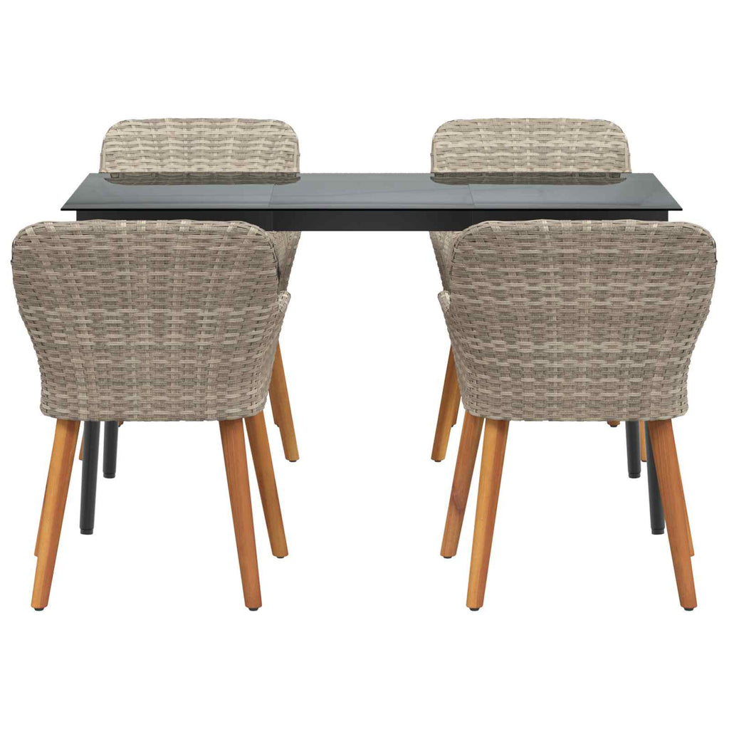 Garten Essgruppe mit Kissen 5 pcs Hellgrau Poly-Rattan