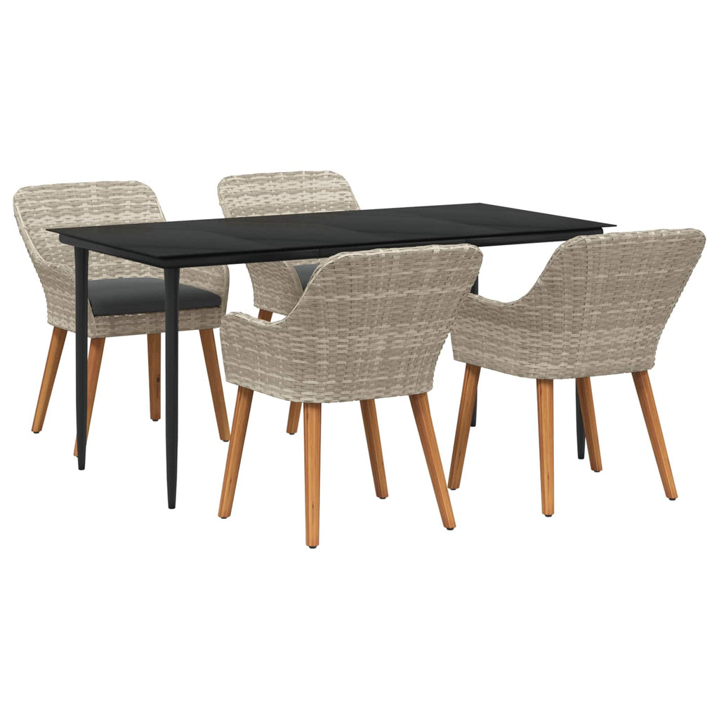 Garten Essgruppe mit Kissen 5 pcs Hellgrau Poly-Rattan