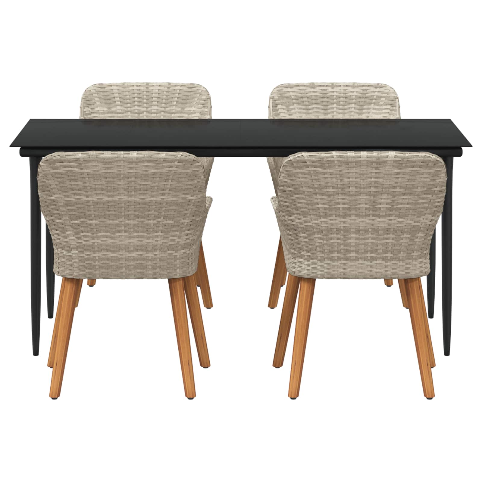 Garten Essgruppe mit Kissen 5 pcs Hellgrau Poly-Rattan