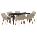 Garten Essgruppe mit Kissen 7 pcs Hellgrau Poly-Rattan
