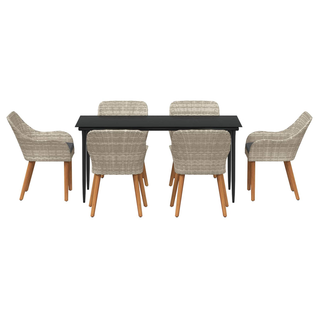 Garten Essgruppe mit Kissen 7 pcs Hellgrau Poly-Rattan