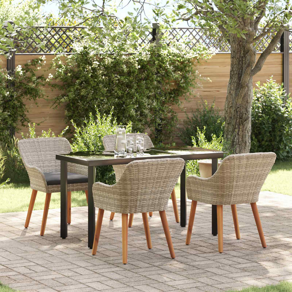 Garten Essgruppe mit Kissen 5 pcs Hellgrau Poly-Rattan