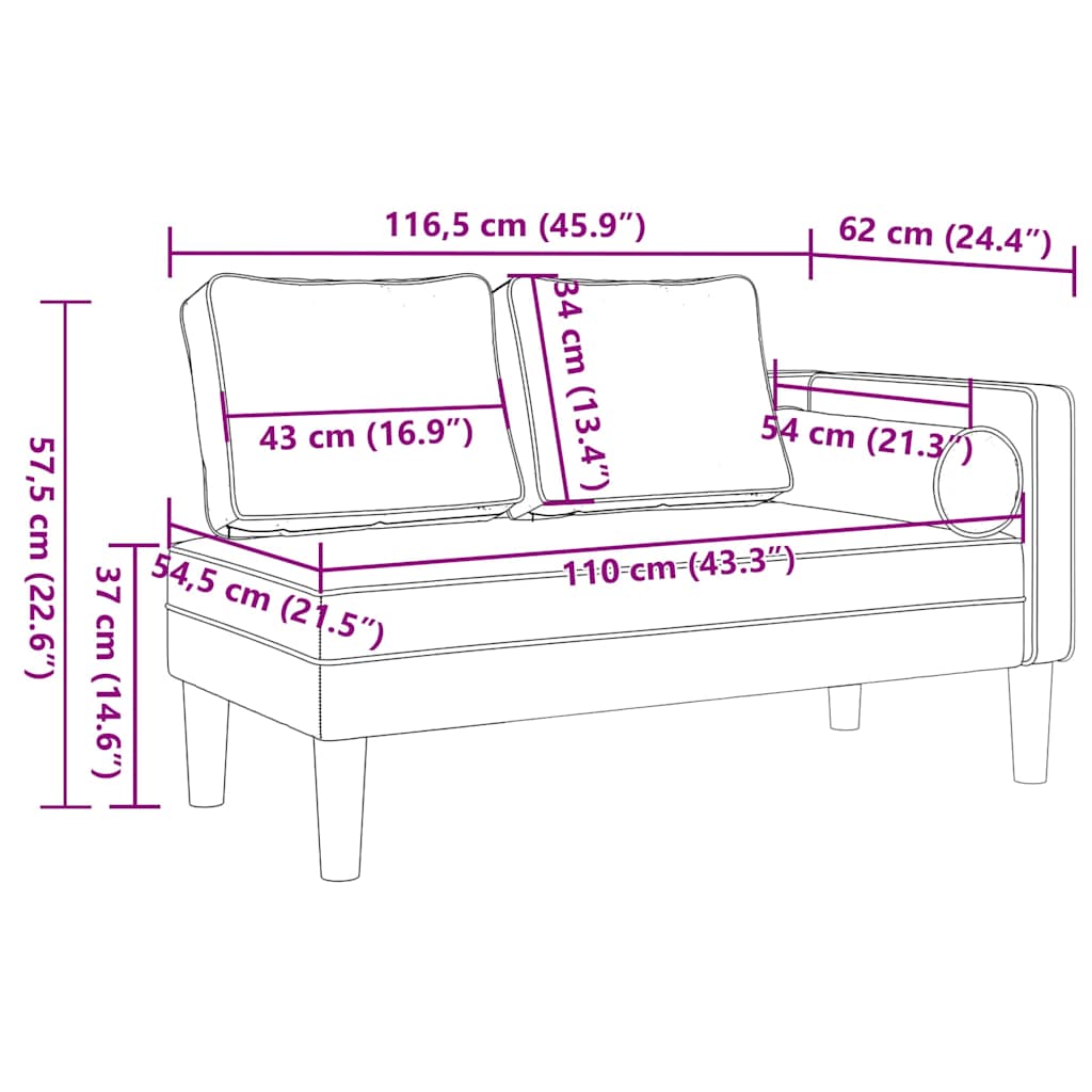 Chaiselongue mit Kissen Schwarz Kunstleder