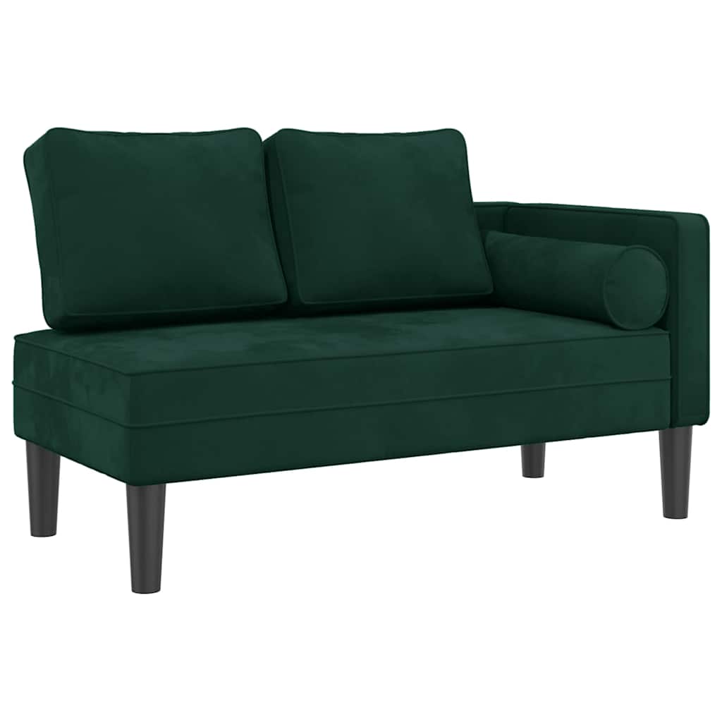 Chaiselongue mit Kissen Dunkelgrün Samt