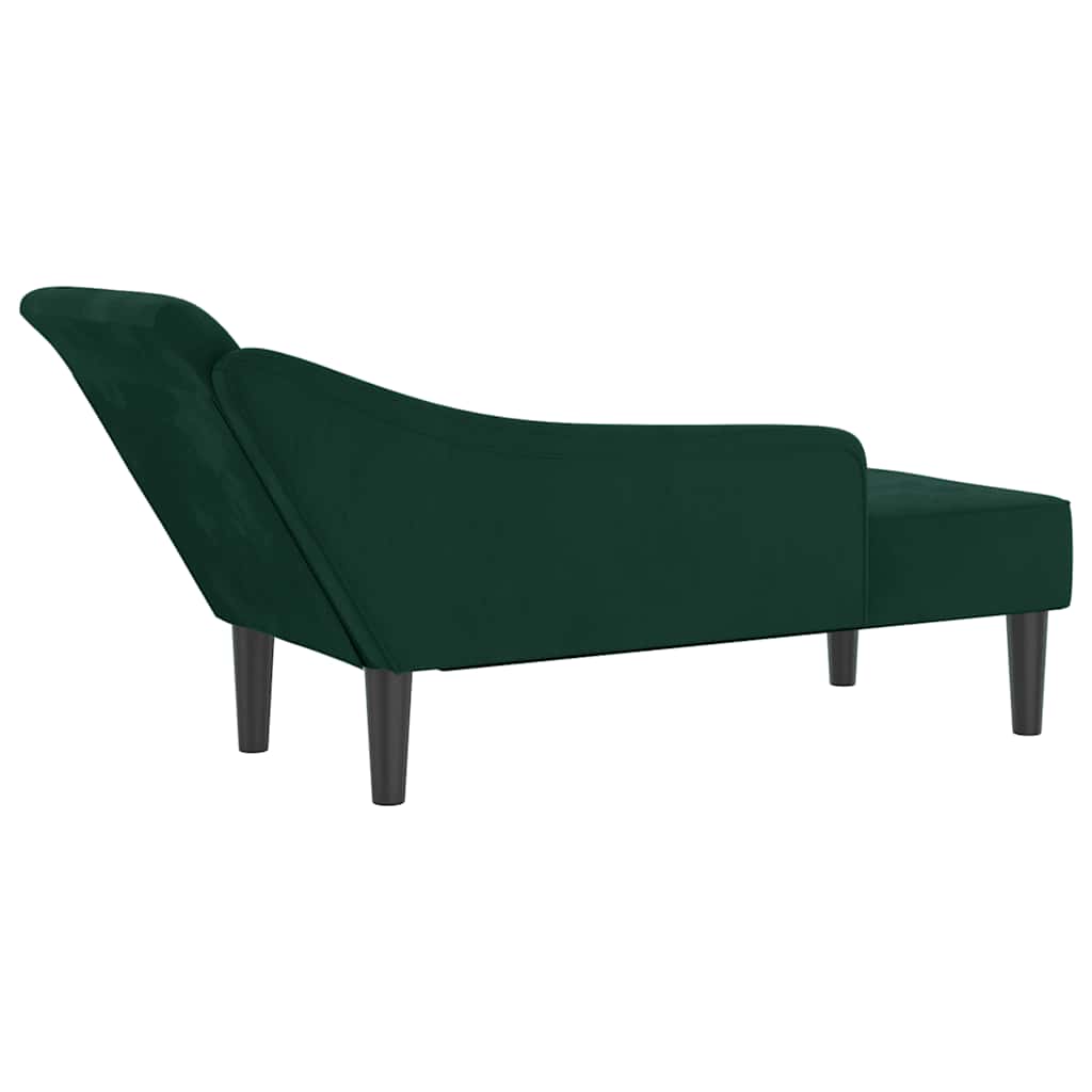 Chaiselongue mit Kissen Dunkelgrün Samt