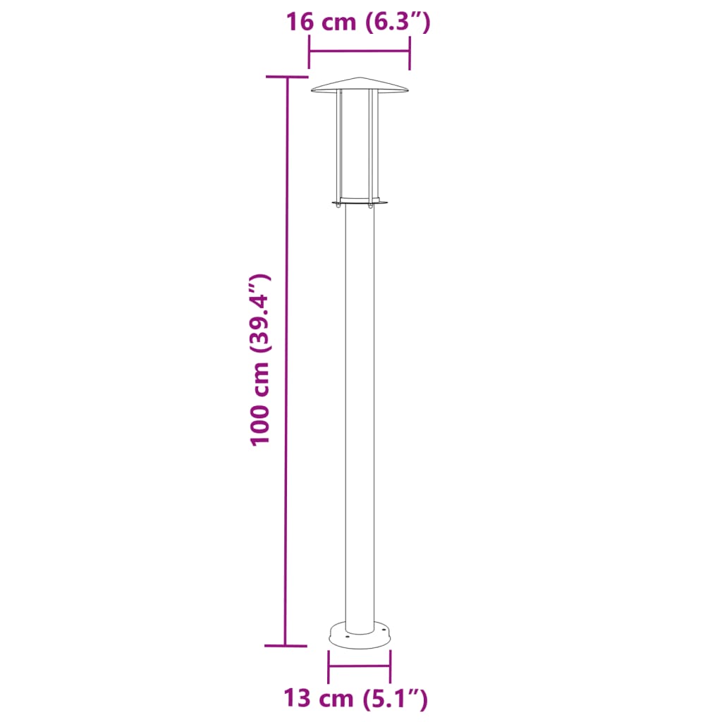 Wegeleuchte Silbern 100 cm Edelstahl
