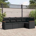 5-tlg. Garten-Sofagarnitur mit Kissen Schwarz Poly Rattan