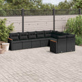 9-tlg. Garten-Sofagarnitur mit Kissen Schwarz Poly Rattan