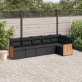 6-tlg. Garten-Sofagarnitur mit Kissen Schwarz Poly Rattan
