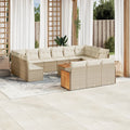 14-tlg. Garten-Sofagarnitur mit Kissen Beige Poly Rattan