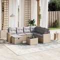 8-tlg. Garten-Sofagarnitur mit Kissen Beige Poly Rattan