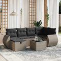 7-tlg. Garten-Sofagarnitur mit Kissen Grau Poly Rattan