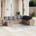 8-tlg. Garten-Sofagarnitur mit Kissen Beige Poly Rattan