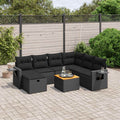 8-tlg. Garten-Sofagarnitur mit Kissen Schwarz Poly Rattan