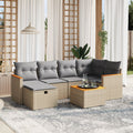 7-tlg. Garten-Sofagarnitur mit Kissen Beige Poly Rattan