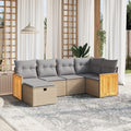 6-tlg. Garten-Sofagarnitur mit Kissen Beige Poly Rattan